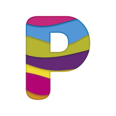 Mektup P kağıt tarzı kesti. Vektör çizim