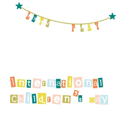 Uluslararası Çocuk günü kartı düz tarzı. Vektör çizim