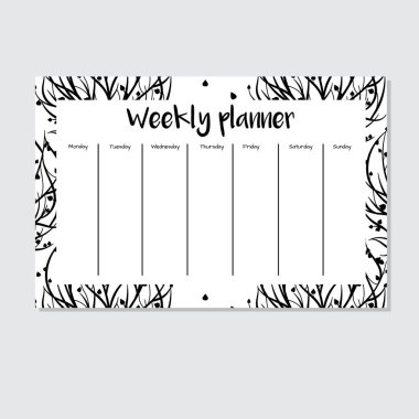 Hayat ağacı planlayıcısı el tarzı çizilmiş. Yatak çarşafları, kağıt ve yaratıcı tasarım için. Vektör çizim. Beyaz izole