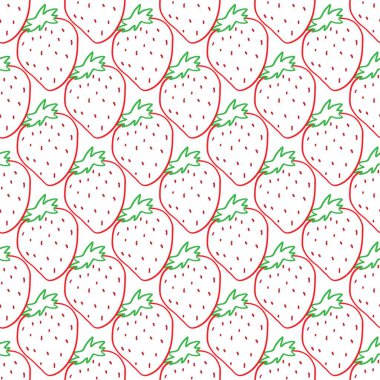 Çilek Dikişsiz desen elinde çizilmiş tarzı. Baskı, alış irsaliyesi kitaplar, mutfak için. Vektör çizim.