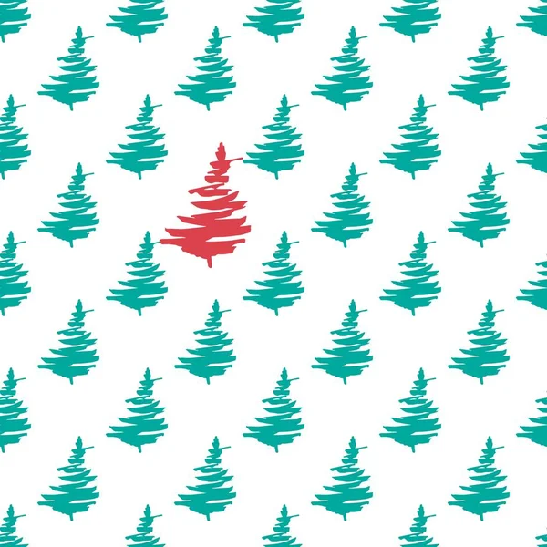 Christmas Tree Seamless Pattern Simple Ink Style Vector Illustration — Stock Vector