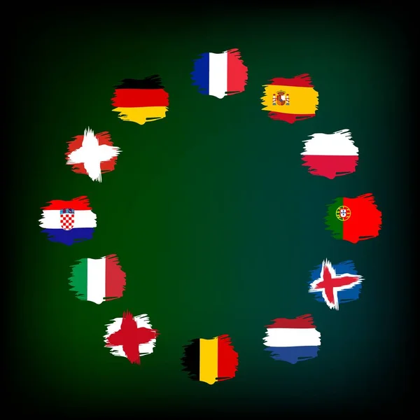 Ποδόσφαιρο Πρότυπο Σχέδιο Σημαίες Διαφορετικών Χωρών Εικονογράφηση Διάνυσμα Για Εκτύπωση — Διανυσματικό Αρχείο