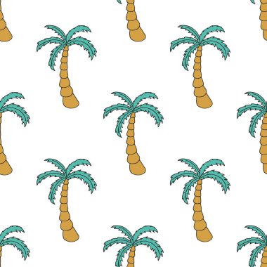 Palmiye ağacı seamless modeli el tarzı çizilmiş. Vektör çizim.