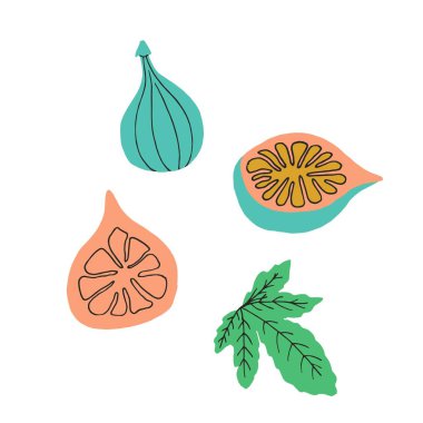 İncir simgeler elinde çizilmiş stili ayarlayın. Vektör çizim