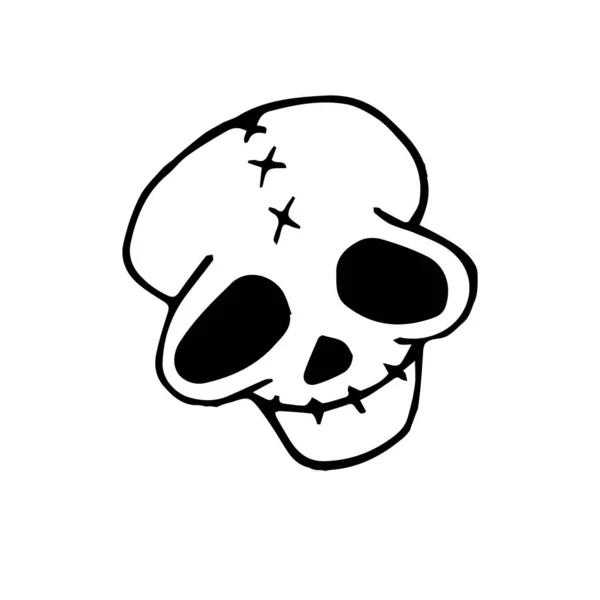 Icona Del Cranio Stile Disegnato Mano Giorno Della Carta Morta — Vettoriale Stock