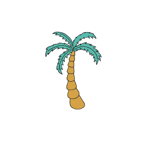 Palmiye Ağaç Simgesiyle Tarzı Çizilmiş Vektör Çizim — Stok Vektör