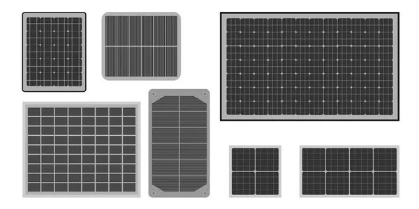 太阳能量面板图标设置为平面样式 向量例证 — 图库矢量图片