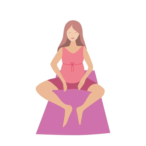 Schwangere Üben Yoga Modernen Cartoon Stil Vektorillustration — Stockvektor