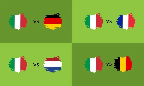 横幅设置与意大利和欧洲国家旗子在平样式 适用于网页 印刷和创意设计 — 图库矢量图片