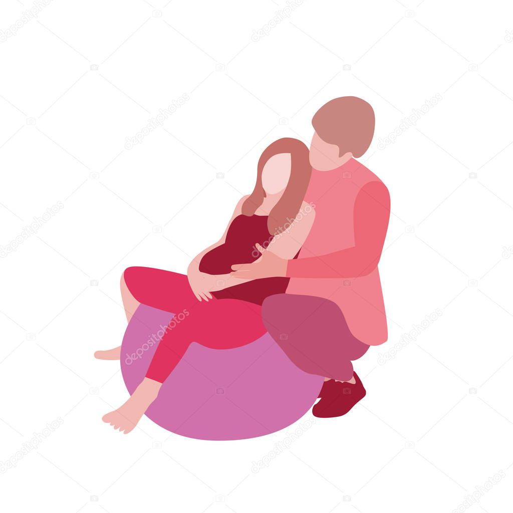 Pregnant woman husband in a modern cartoon style. Vector illustration