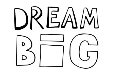 Elinde çizilmiş tarzı yazı büyük bir rüya. Vektör çizim