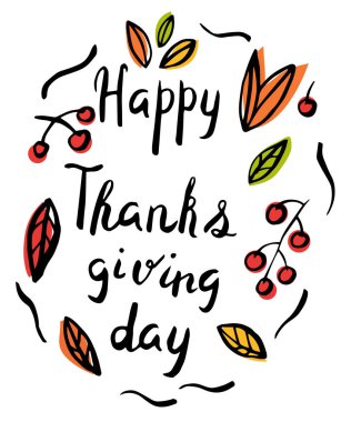 Şükran günü kartı elinde tarzı çizilmiş. Vektör çizim