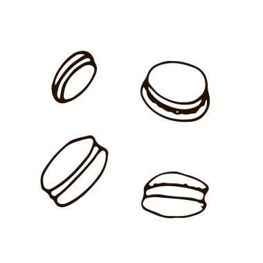 Fransa Paris acıbadem kurabiyesi simgeler ayarlanan stil doodle. Baskı, web ve marka tasarımı için