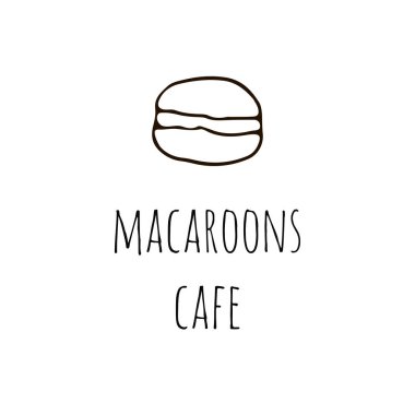Acıbadem kurabiyesi macaroons kafe logolu el tarzı çizilmiş. Vektör çizim