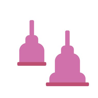 Adet bardak simgeler düz stil ayarlayın. Reklamlar, Dükkanı, kadının dergisi için. Vektör çizim. İki farklı boyutta dönem Kupası