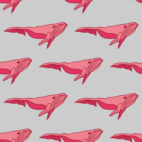 Modello Senza Cuciture Con Balena Rosa Stile Cartone Animato Illustrazione — Vettoriale Stock