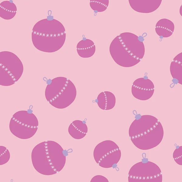 Modèle Sans Couture Avec Boule Sapin Noël Dans Style Dessiné — Image vectorielle