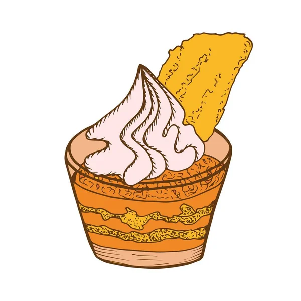 Cupcake Yummy Dalam Gelas Dengan Gaya Gambar Tangan Ilustrasi Vektor - Stok Vektor