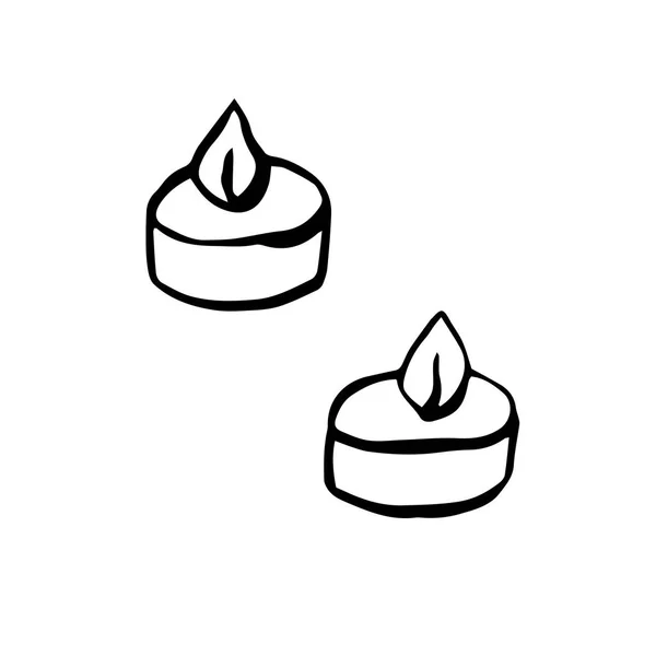 Velas Día Acción Gracias Estilo Dibujado Mano Ilustración Vectorial — Archivo Imágenes Vectoriales