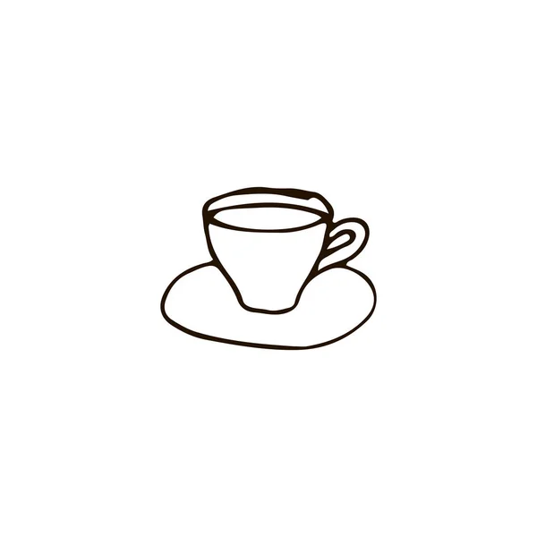 Xícara Chá Café Ícone Estilo Doodle Para Impressão Web Design — Vetor de Stock