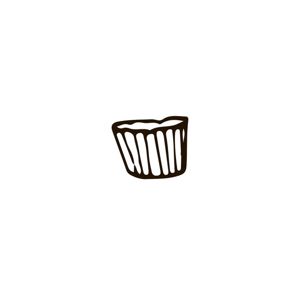 Cupcake Icono Cubierta Papel Estilo Garabato Para Impresión Web Diseño — Vector de stock