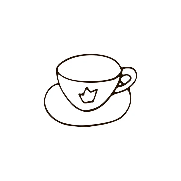 Xícara Chá Café Ícone Estilo Doodle Para Impressão Web Design — Vetor de Stock