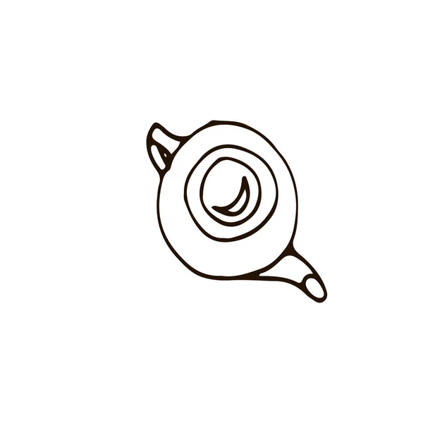 Teapot Icon Sketch Style Top View Vector Illustration — Stock Vector