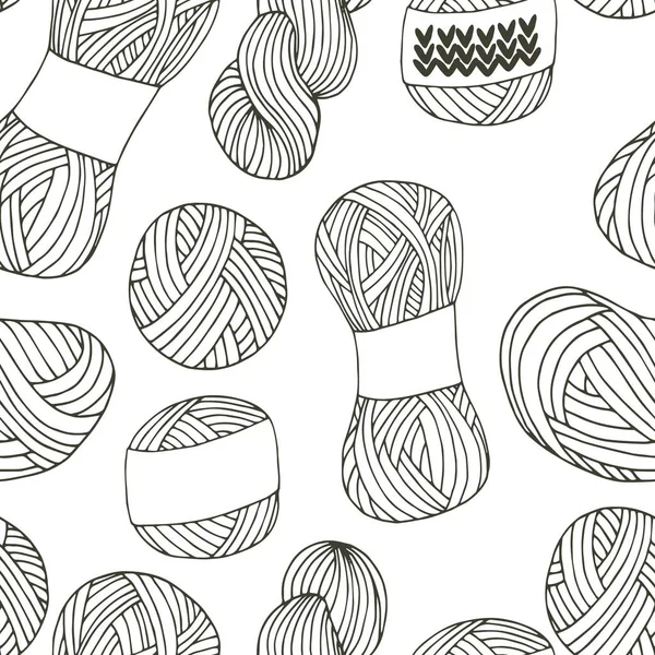 Strickgarnbälle Mit Nahtlosem Muster Handgezeichnetem Stil Für Print Textil Und — Stockvektor