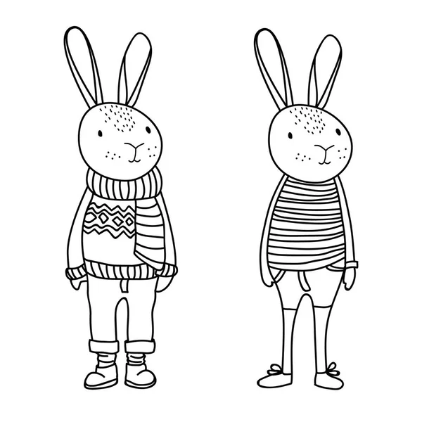 Personnage Lapin Drôle Dans Style Dessin Animé Illustration Vectorielle — Image vectorielle