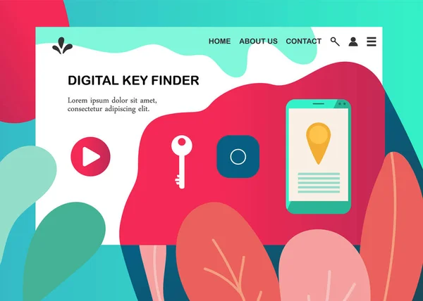 Förlorad Key Finder Web Banner För Webbplats Platt Stil Vektorillustration — Stock vektor