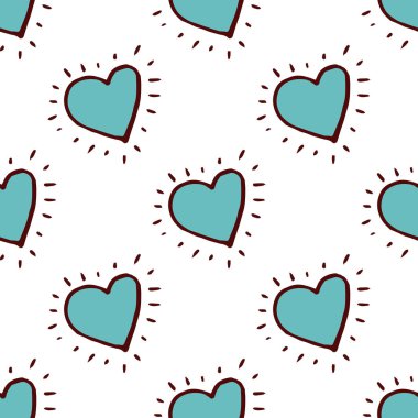 Kalp Dikişsiz desen elinde çizilmiş stili. 