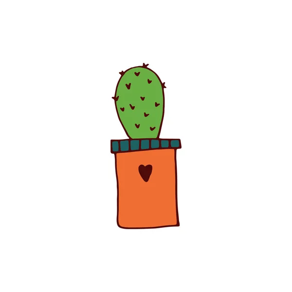 Icono de cactus en la mano, estilo dibujado . — Vector de stock