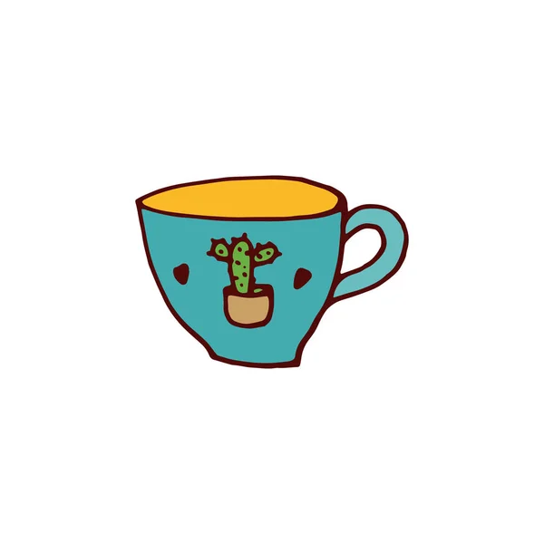 Tea cup icon in doodle style. — Stock Vector