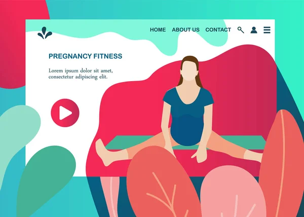 Yoga for pregnant woman banner template in a modern cartoon style.
