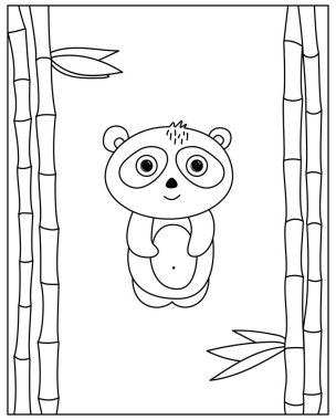 Doodle tarzında Panda ile boyama sayfası