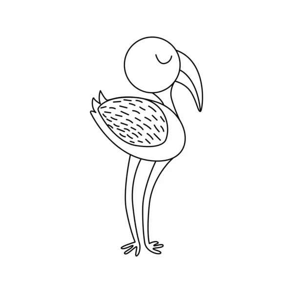 Flamingo-Vogel-Ikone im Doodle-Stil — Stockvektor