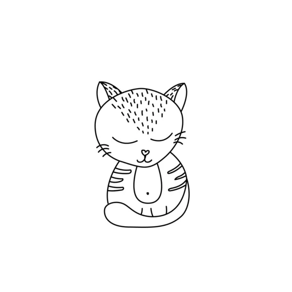 Söt katt ikon i Doodle stil — Stock vektor