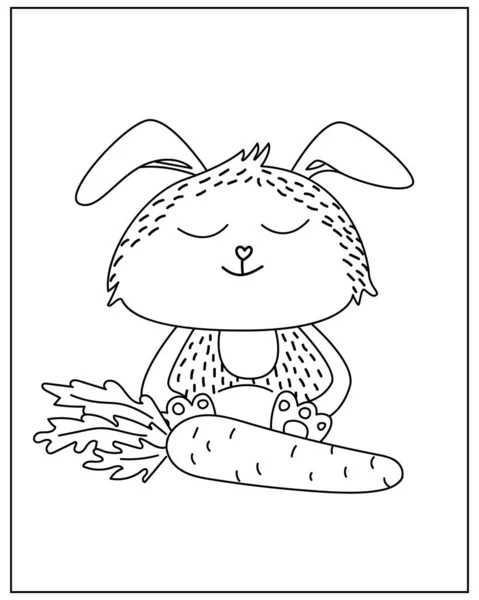 Coloriage avec lapin mignon dans le style doodle — Image vectorielle