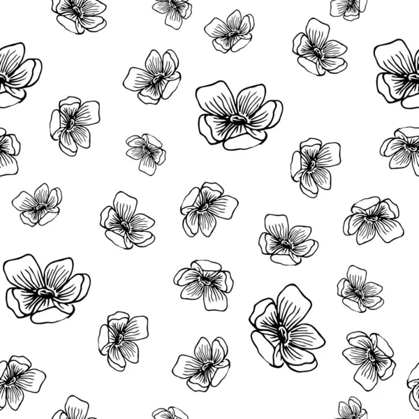 Flores de lavanda patrón sin costura en estilo dibujado a mano — Archivo Imágenes Vectoriales