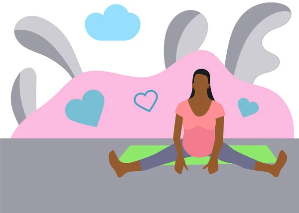 Yoga för gravida kvinna banner mall i moderna tecknad stil. — Stock vektor