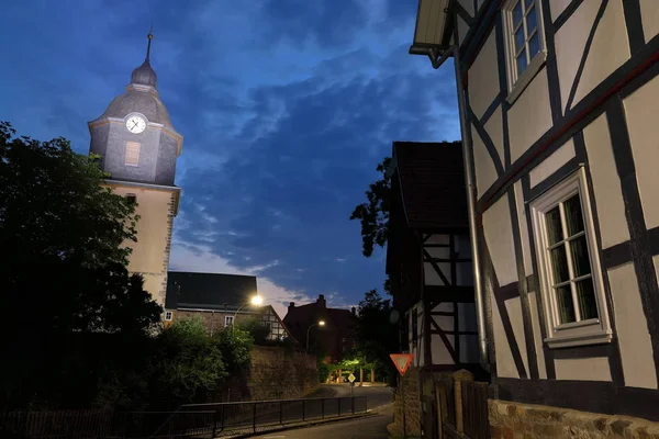 Iglesia Herleshausen Por Noche —  Fotos de Stock