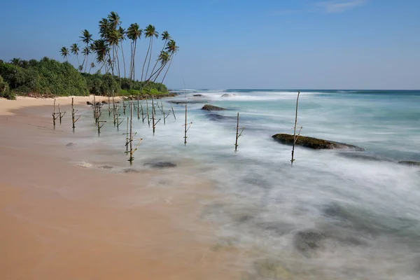 Stilt Fishermen Sri Lanka Beach Koggala — Stock Photo, Image
