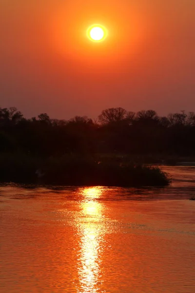 Pôr Sol Delta Okavango África — Fotografia de Stock