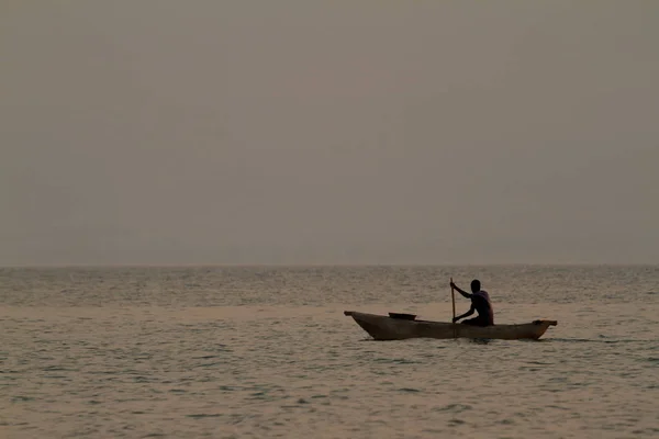 Rybář Jezeře Malawi Africe — Stock fotografie