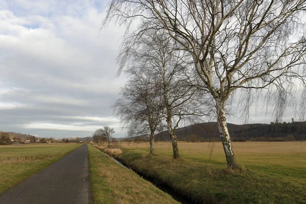 Landschaft Des Werratal Radwegs Bei Herleshausen — Stockfoto