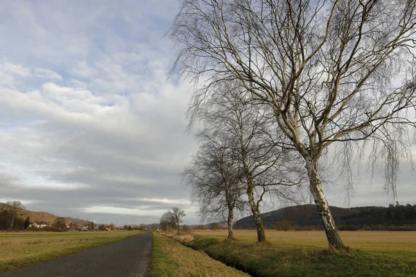 Landschaft Des Werratal Radwegs Bei Herleshausen — Stockfoto