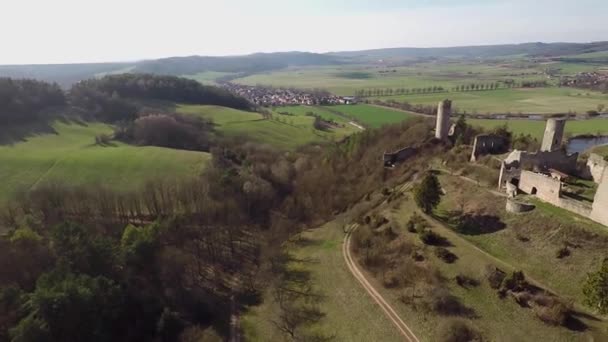 Zřícenina Hradu Brandenburg Nedaleko Eisenach Německu — Stock video