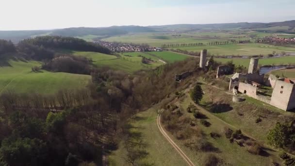 Almanya Eisenach Yakınlarındaki Brandenburg Kalesi Berbat — Stok video