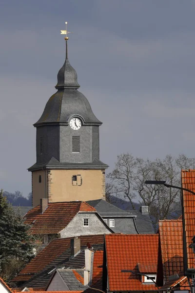 Das Dorf Herleshausen Mit Der Burgkirche — Stockfoto