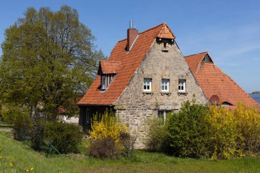 Hesse 'deki tarihi taş ev.